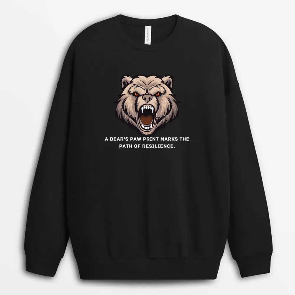 A Bears Paw Print Marks The Path Of Resilience Mavaxtee Sweatshirt - Black