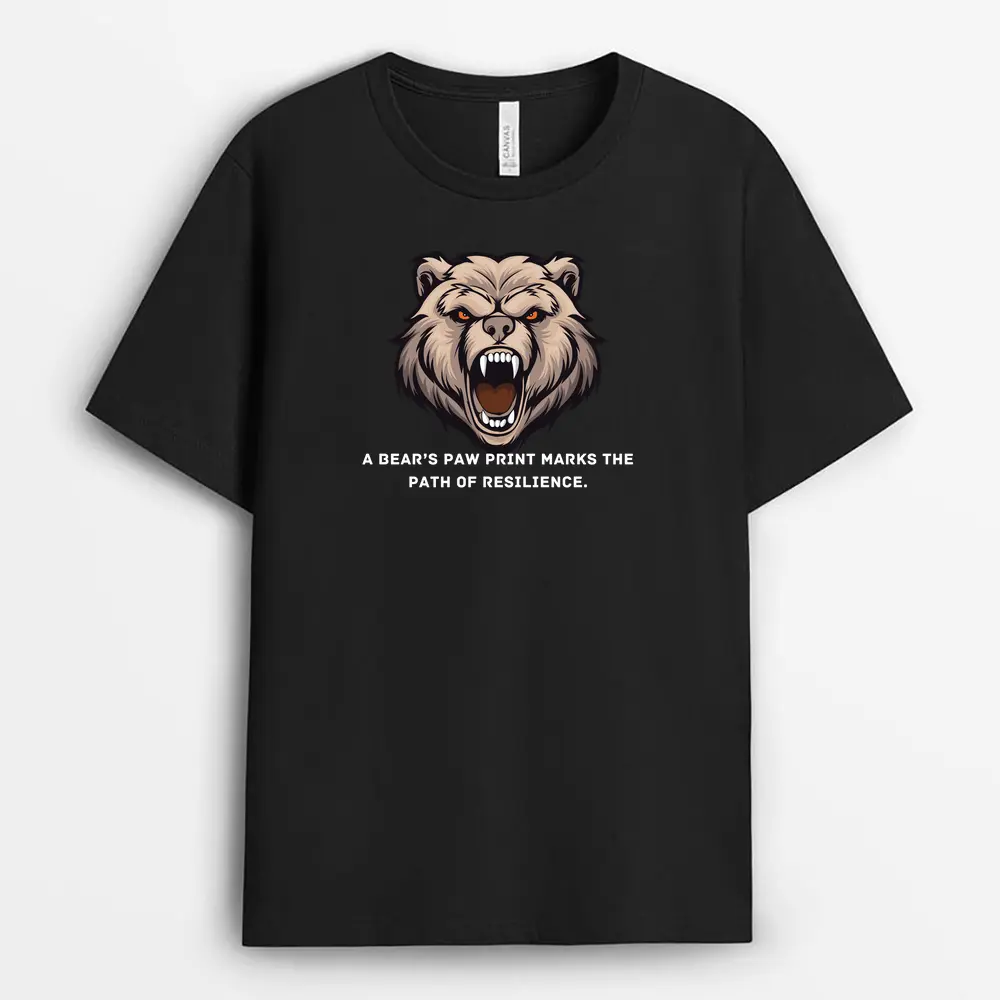 A Bears Paw Print Marks The Path Of Resilience Mavaxtee T-Shirt - Black