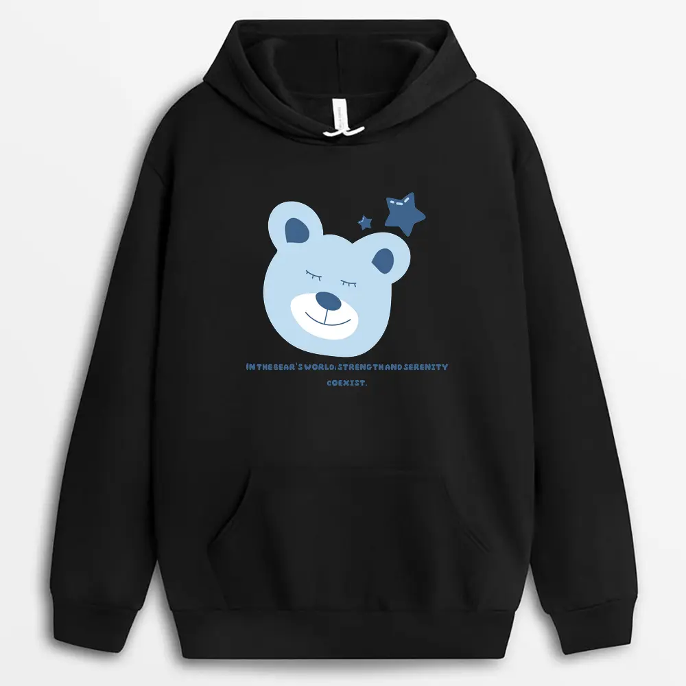 In The Bears World Strength And Serenity Coexist Mavaxtee Hoodie - Black