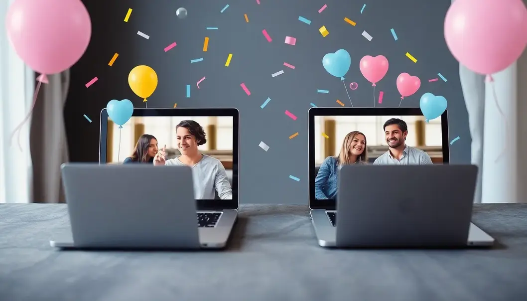 A couple maintaining connection through a video call.